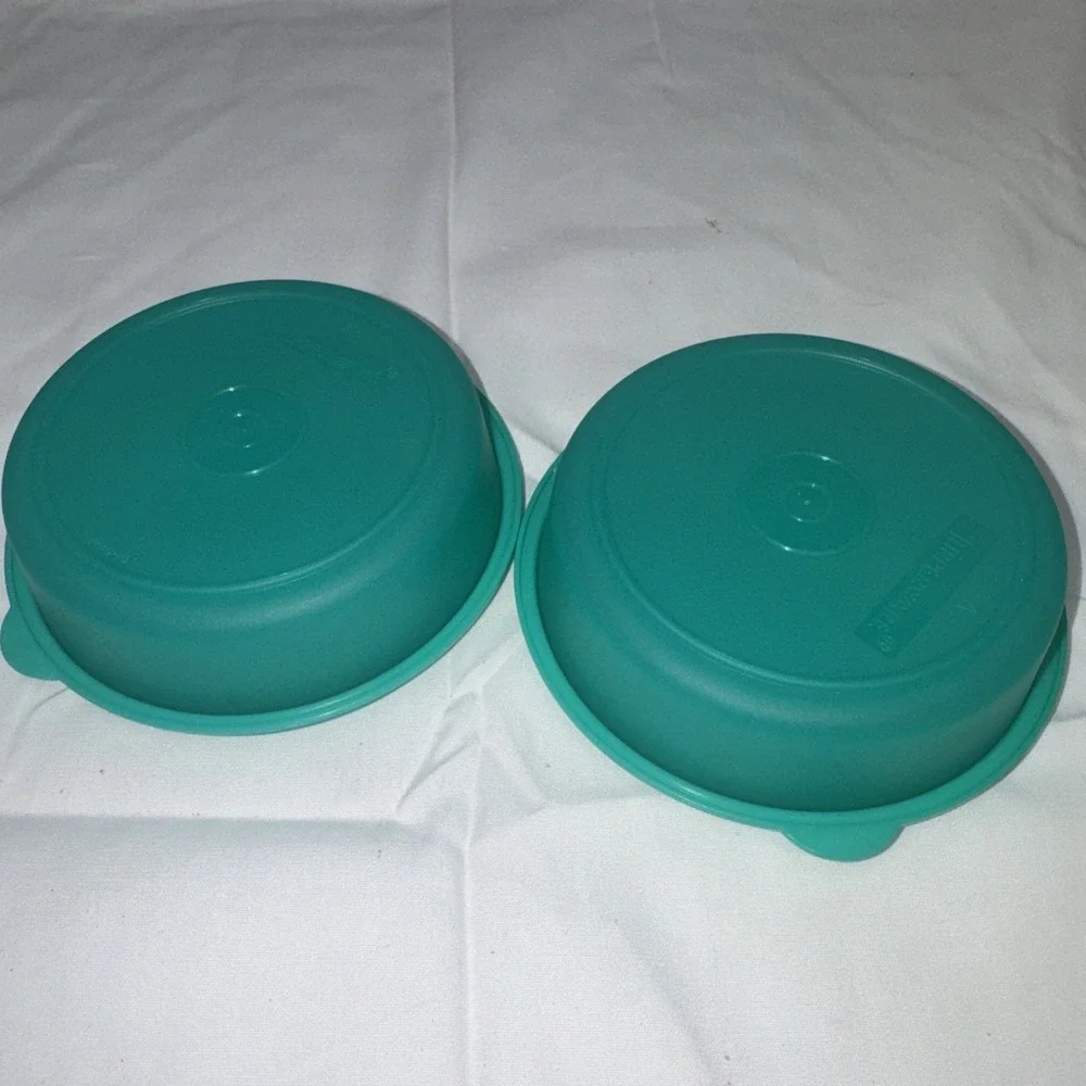 Vintage Tupperware Yellow Round Snack Container W/ Lid 1286-18 Lot Of 2